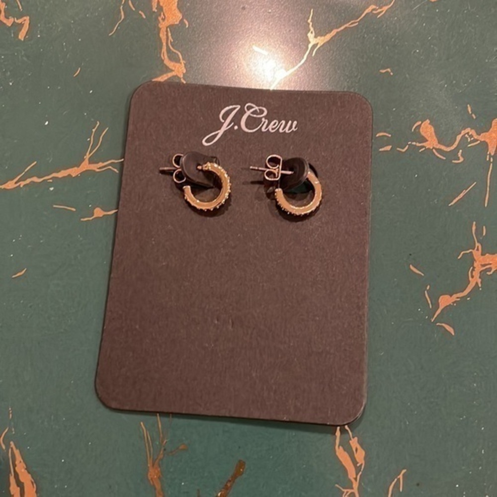 NWT J.Crew Crystal bezel hoop earrings